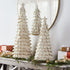 Pair of Handmade Cream Tabletop Christmas Trees in Hand Felted Wool - XL - 26" and 36" - ARCADIA HOME